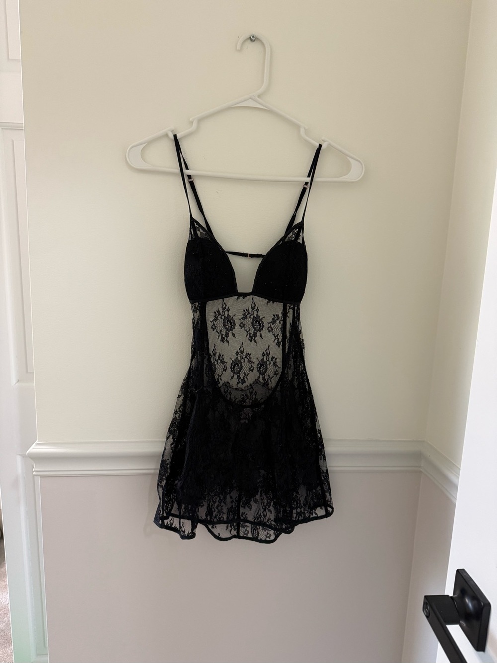 Victoria's Secret Black Lace Babydoll Chemise